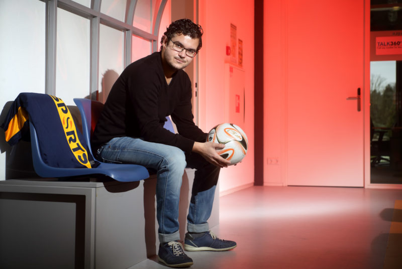 Image of founder Giels Brouwer in a dug-out at SciSports