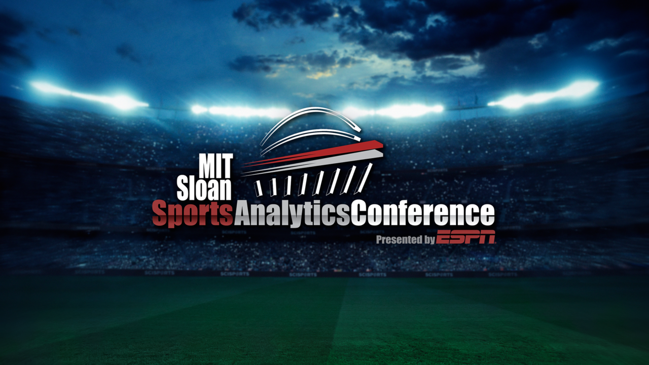 SciSports' visualisation of MIT Sloan Sports Analytics Conference with a stadium at night in the background